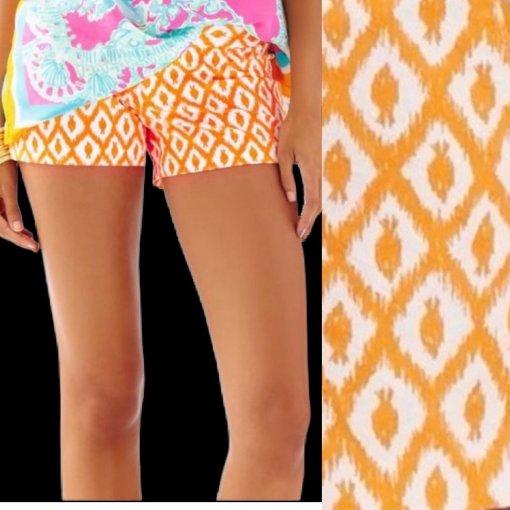 Lilly Pulitzer Nectar Orange Little Fish Ellie Shorts Size 2 EUC